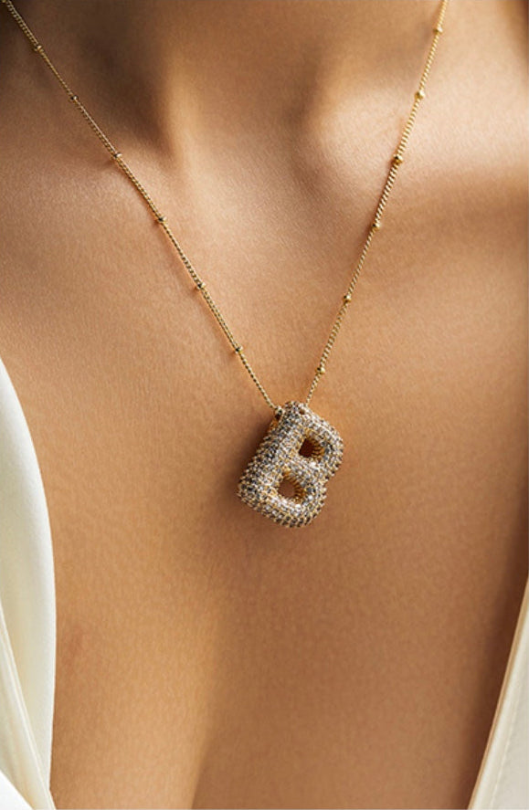 Savanira™ | Diamond Bubble Letter Necklace